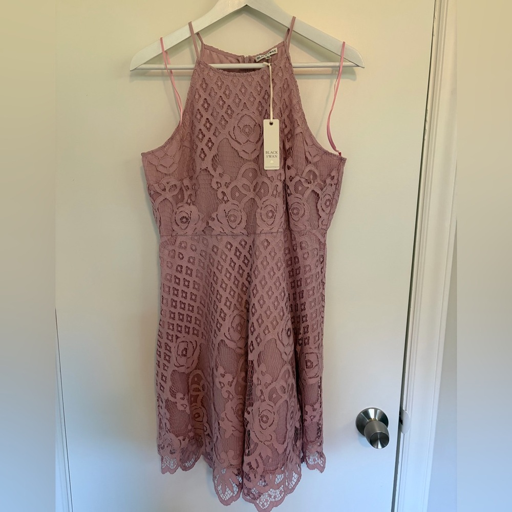 Black Swan Mauve Lace Midi Dress